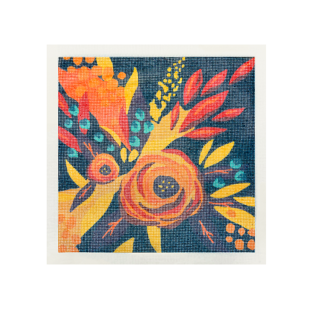 Esterilla Orange Flowers 40x40